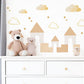Neutral Castle Wall Decals Boho Nursery Wall Stickers Sandcastle Nursery Decor Beige Kids Room Peel and Stick Wall Decals