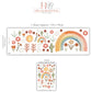 Boho Rainbow Wall Decals, Rainbow Nursery Wall Stickers, Cactus Nursery Decor, Retro Floral Wall Decals, Peel and Stick Nursery Decor