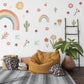 Boho Rainbow Wall Decals, Rainbow Nursery Wall Stickers, Cactus Nursery Decor, Retro Floral Wall Decals, Peel and Stick Nursery Decor