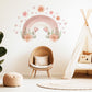 Pink Rainbow Wall Decals Nursery Wall Stickers Boho Floral Nursery Decor Baby Girl Room Decor Peel and Stick Wall Decals