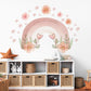 Pink Rainbow Wall Decals Nursery Wall Stickers Boho Floral Nursery Decor Baby Girl Room Decor Peel and Stick Wall Decals