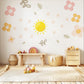 Sun Wall Decals Nursery Wall Stickers Boho Nursery Decor Pink Floral Wall Decals Baby Girl Room Peel and Stick Stickers