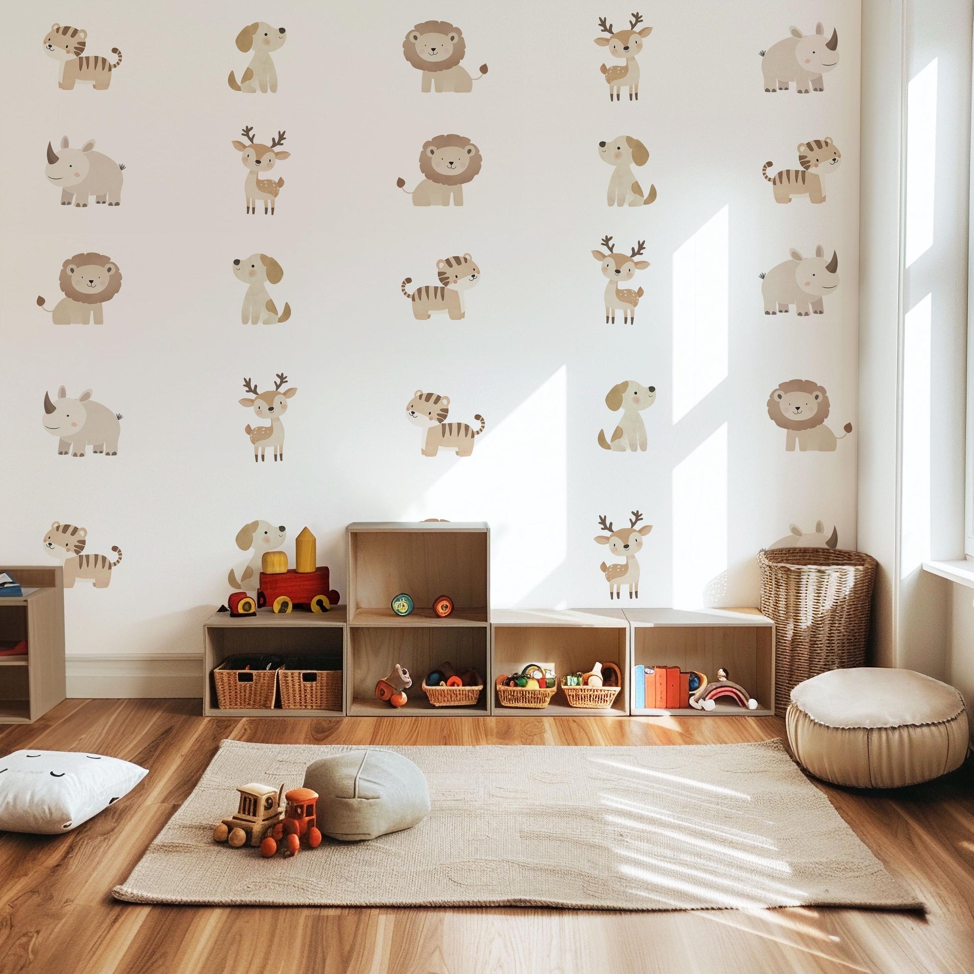 Safari Animal Wall Decals Nursery Wall Stickers Jungle Animal Decals Baby Safari Nursery Decor Peel and Stick Wall Stickers