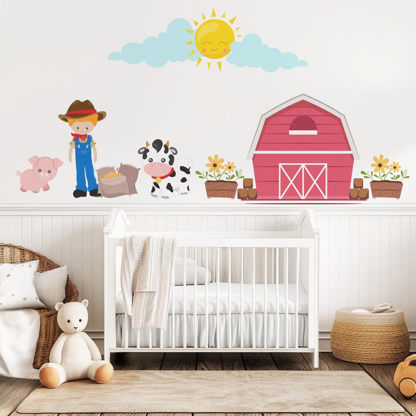 Farm Animal Wall Decals Nursery Wall Stickers Farmyard Animal Decals Barn Wall Decals Peel and Stick Nursery Decor Baby Room
