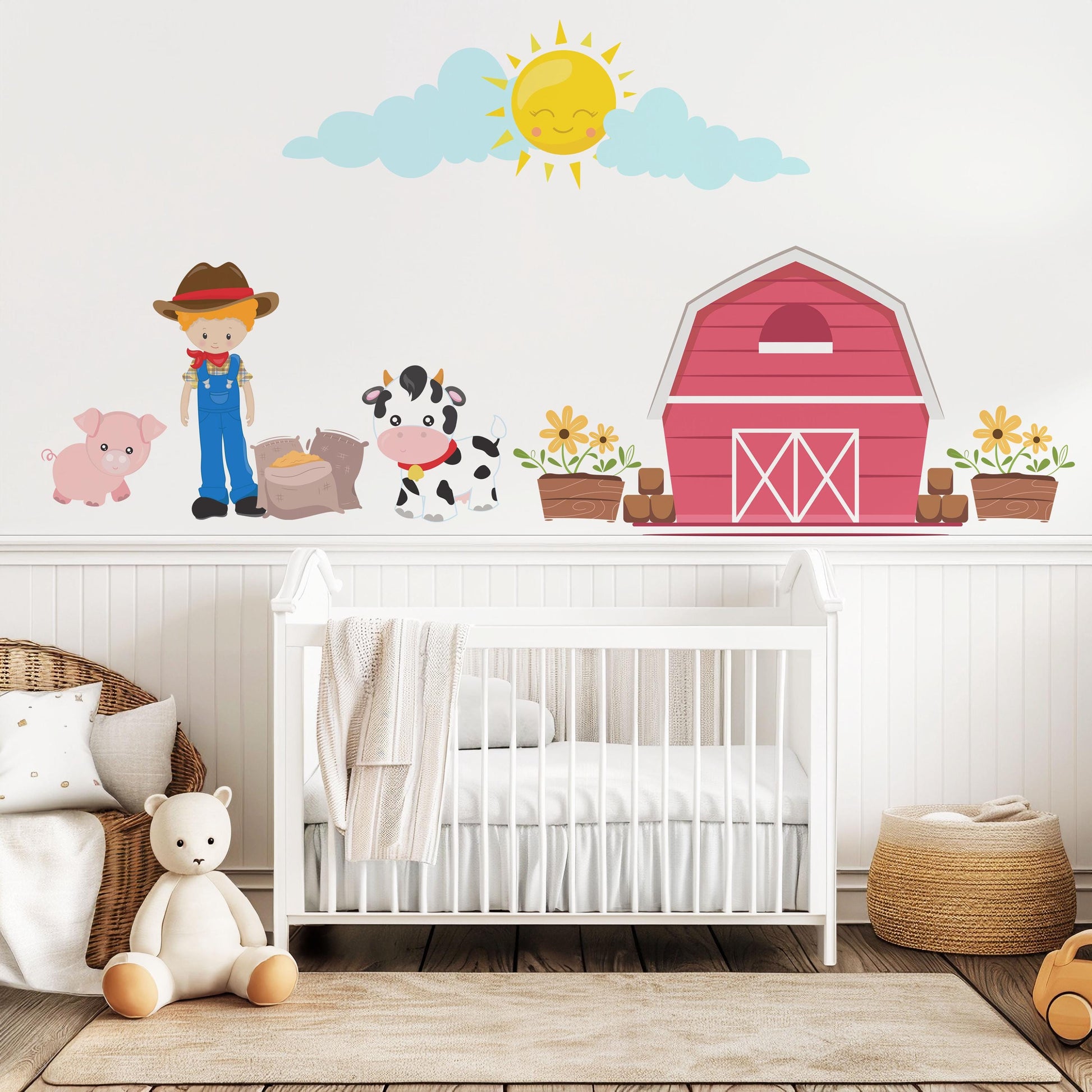 Farm Animal Wall Decals Nursery Wall Stickers Farmyard Animal Decals Barn Wall Decals Peel and Stick Nursery Decor Baby Room