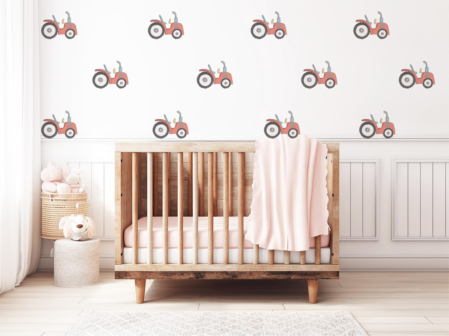 Tractor Wall Decals Tractor Nursery Wall Stickers Farm Vehicle Decals Peel and Stick Baby Boy Bedroom Farm Nursery Decor