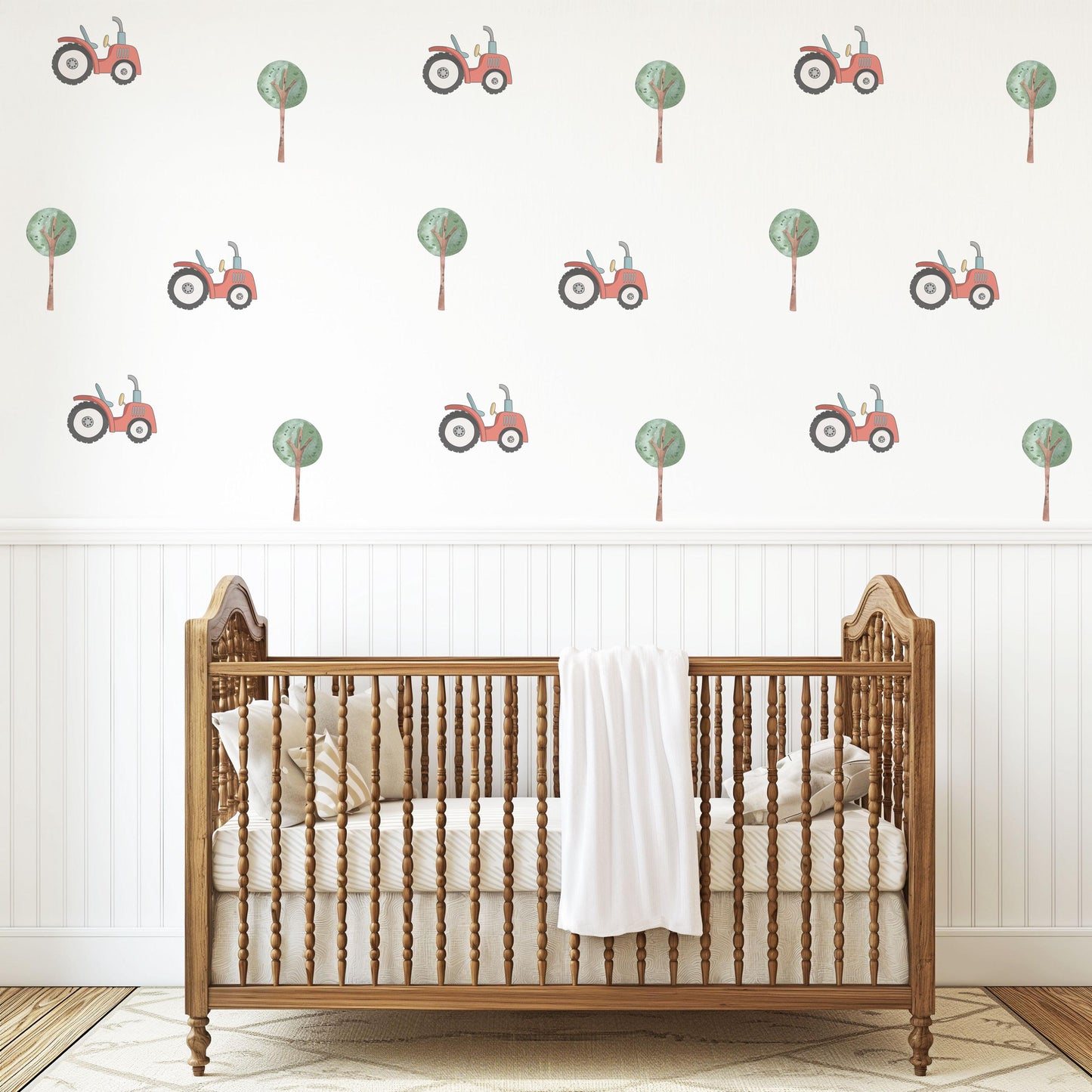 Tractor and Tree Wall Decals Farm Nursery Wall Stickers Peel and Stick Tractor Nursery Baby Boy Bedroom Farm Decor