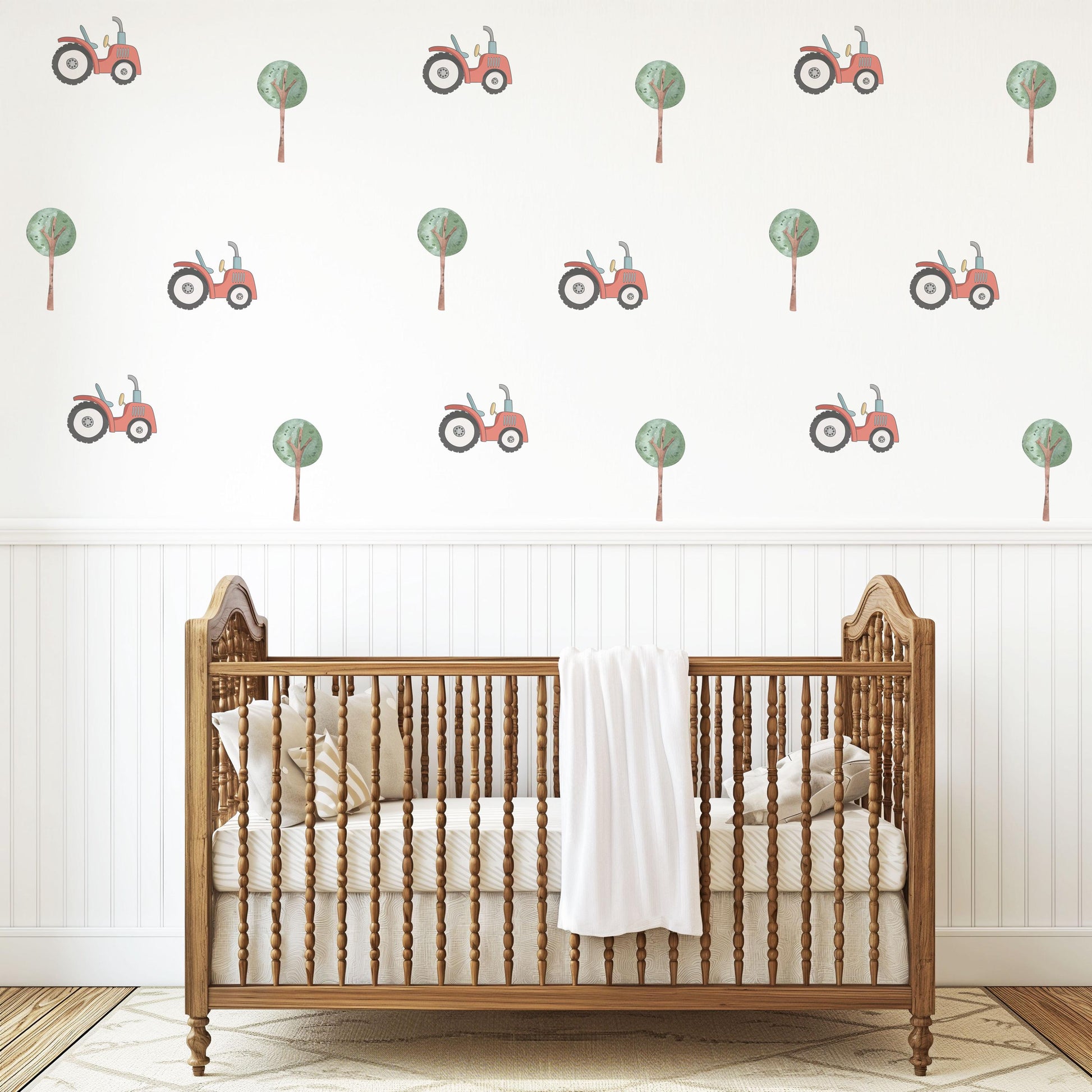 Tractor and Tree Wall Decals Farm Nursery Wall Stickers Peel and Stick Tractor Nursery Baby Boy Bedroom Farm Decor