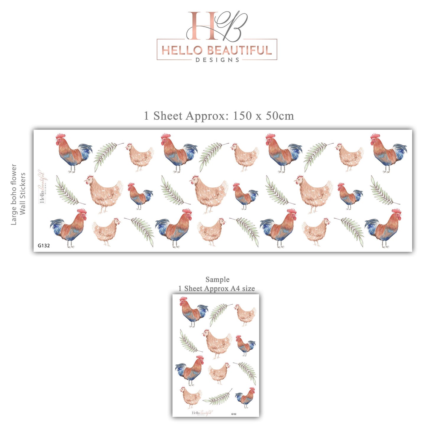 Chicken Wall Decals Farm Animal Wall Stickers Rooster Nursery Decor Peel and Stick Farmhouse Baby Nursery Bedroom Decor