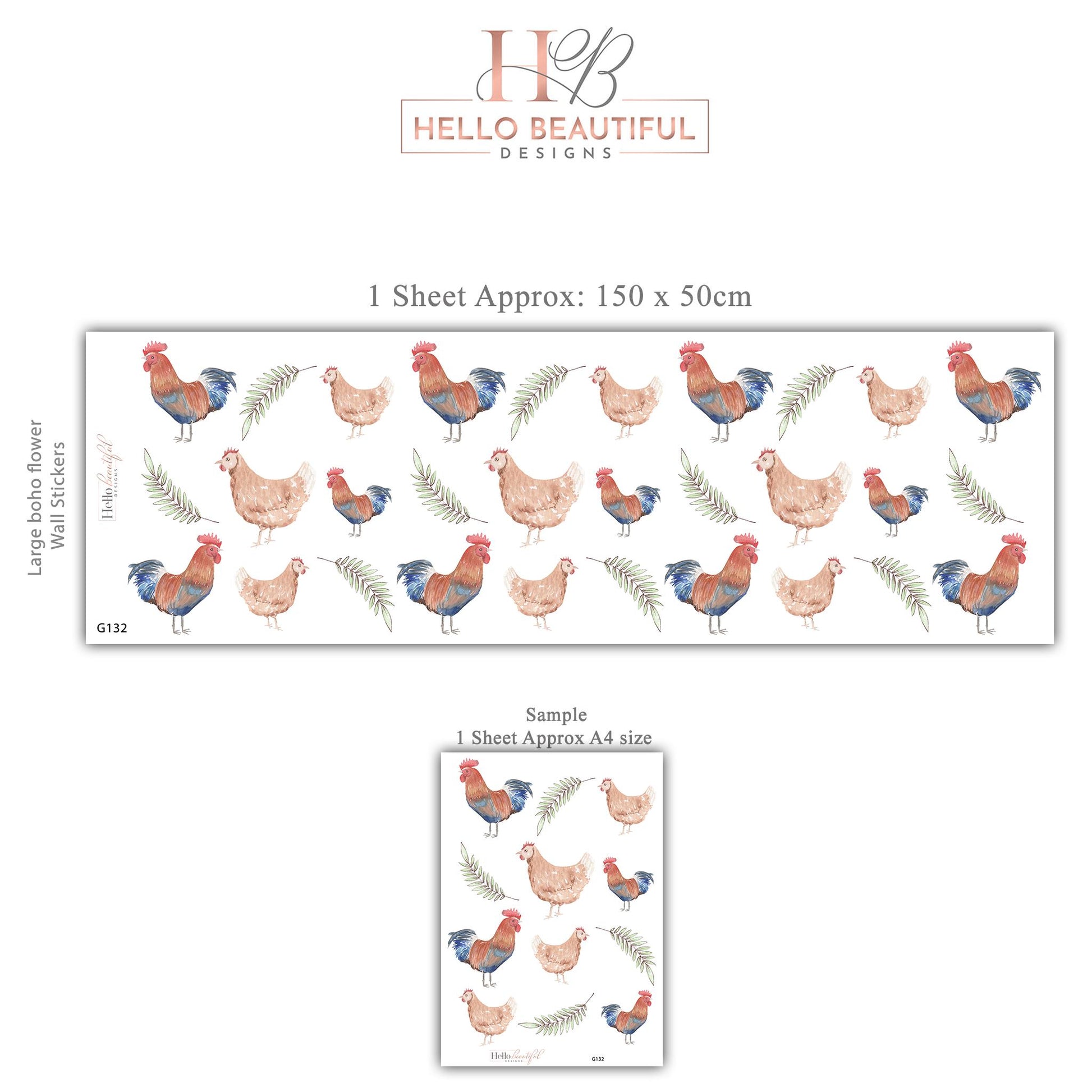 Chicken Wall Decals Farm Animal Wall Stickers Rooster Nursery Decor Peel and Stick Farmhouse Baby Nursery Bedroom Decor