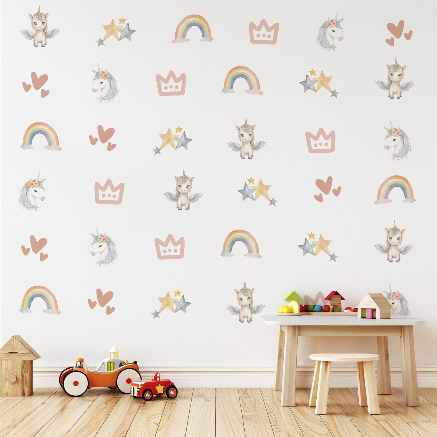 Unicorn Wall Decals Girls Bedroom Decor Unicorn Nursery Wall Stickers Rainbow Nursery Decor Baby Girl Room Decals