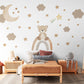 Teddy Bear Wall Decals Neutral Nursery Decor Bear Wall Stickers Beige Nursery Wall Art Moon Stars Baby Boy Room Decor