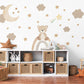 Teddy Bear Wall Decals Neutral Nursery Decor Bear Wall Stickers Beige Nursery Wall Art Moon Stars Baby Boy Room Decor