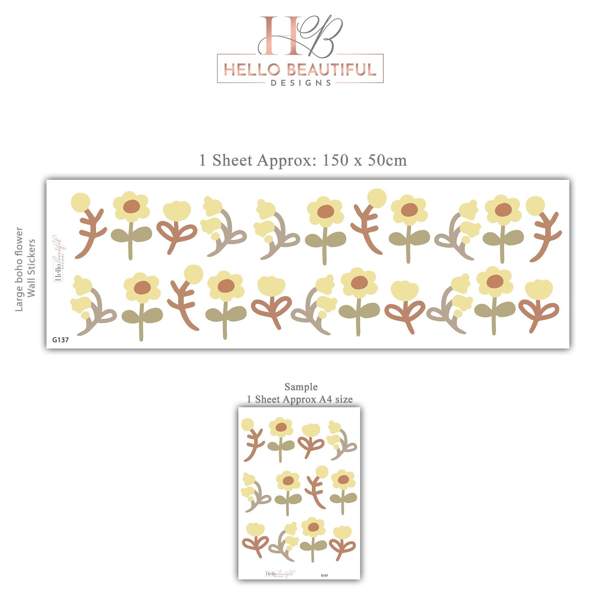 Boho Floral Wall Decals Nursery Flowers Peel and Stick Wall Stickers Baby Girl Bedroom Playroom Daisy Flower Wall Decor
