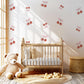 Cherry Wall Decals Nursery Peel and Stick Wall Stickers Pink Cherry Bow Decals Baby Girl Bedroom Playroom Boho Wall Decor
