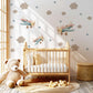 Airplane Wall Decals Nursery Peel and Stick Aeroplane Wall Stickers Vintage Plane Baby Boy Bedroom Playroom Sky Decor