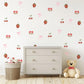 Strawberry Cherry Wall Decals Nursery Peel and Stick Fruit Wall Stickers Pink Bow Baby Girl Bedroom Boho Wall Decor