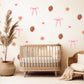 Strawberry Bow Wall Decals Nursery Peel and Stick Wall Stickers Pink Floral Baby Girl Bedroom Boho Wall Decor Removable