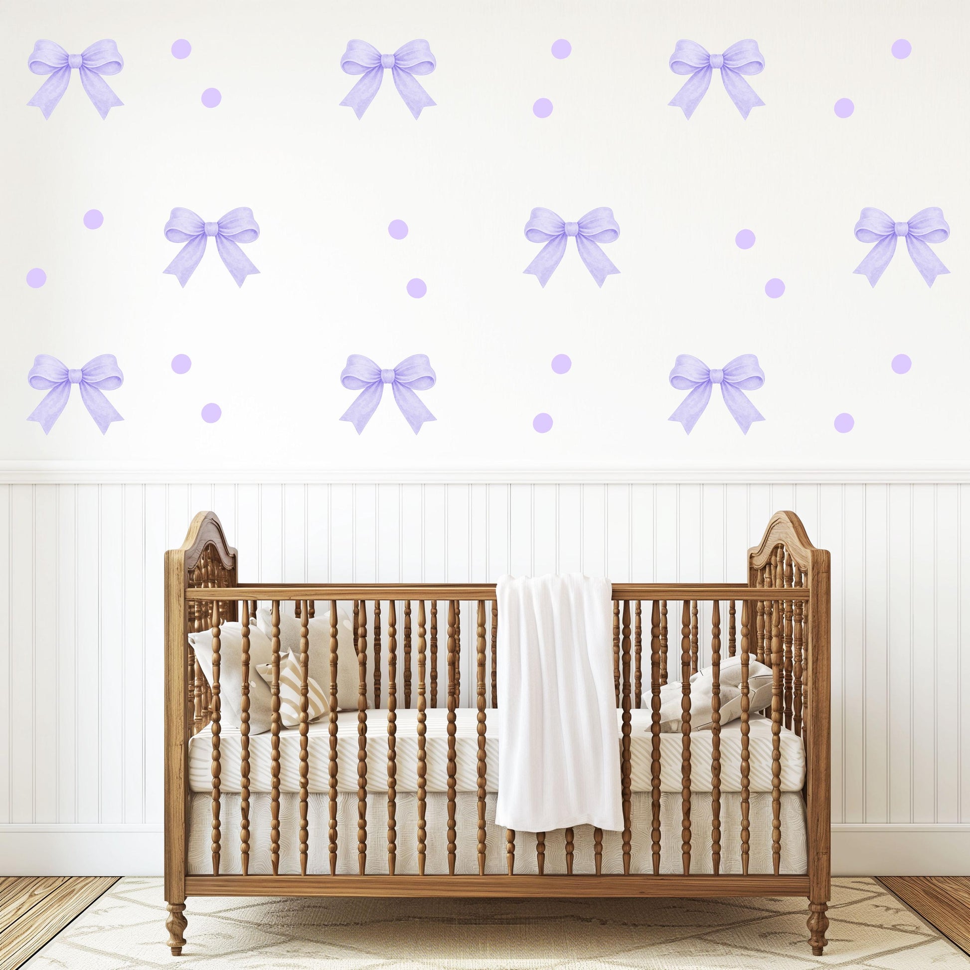 Purple Bow Wall Decals Nursery Peel and Stick Wall Stickers Lavender Baby Girl Bedroom Decor Boho Removable Wall Decor
