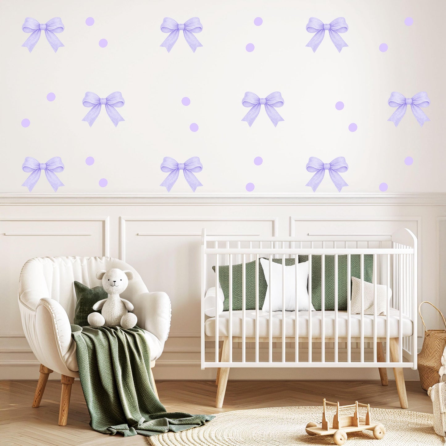 Purple Bow Wall Decals Nursery Peel and Stick Wall Stickers Lavender Baby Girl Bedroom Decor Boho Removable Wall Decor