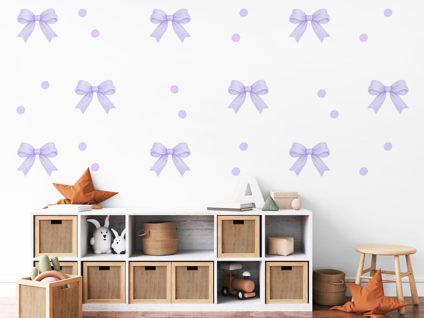 Purple Bow Wall Decals Nursery Peel and Stick Wall Stickers Lavender Baby Girl Bedroom Decor Boho Removable Wall Decor