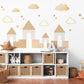 Neutral Castle Wall Decals Boho Nursery Wall Stickers Sandcastle Nursery Decor Beige Kids Room Peel and Stick Wall Decals
