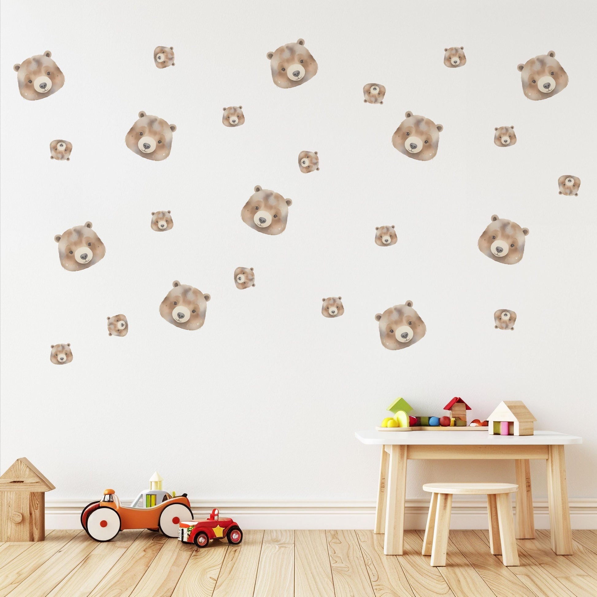 Bear Wall Decals Neutral Nursery Decor Bear Nursery Wall Stickers Woodland Nursery Peel and Stick Baby Room Decor Boho Nursery