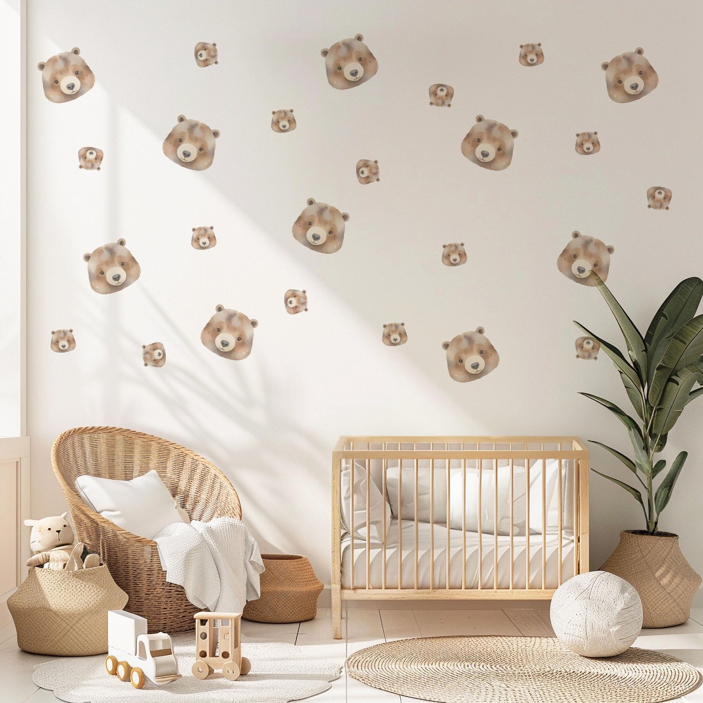 Bear Wall Decals Neutral Nursery Decor Bear Nursery Wall Stickers Woodland Nursery Peel and Stick Baby Room Decor Boho Nursery