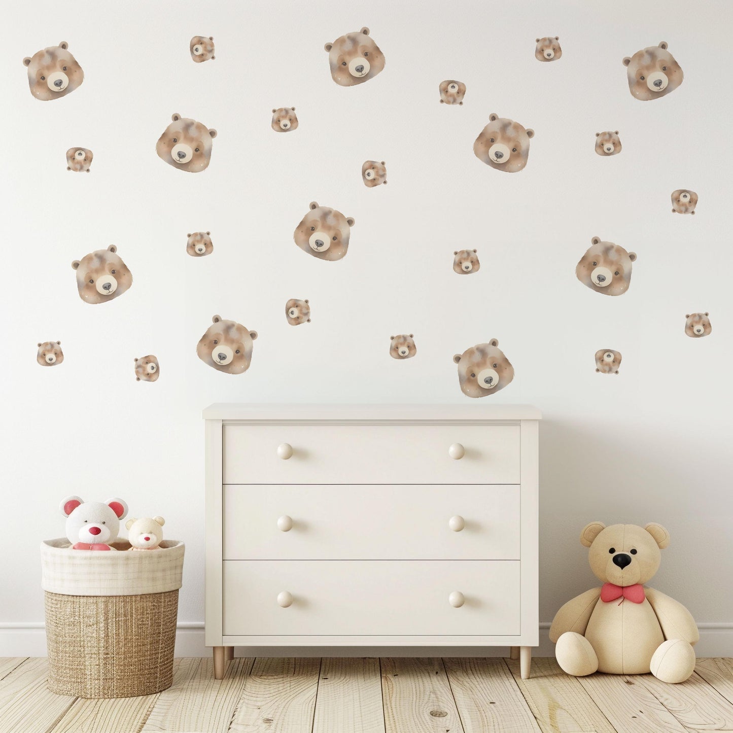 Bear Wall Decals Neutral Nursery Decor Bear Nursery Wall Stickers Woodland Nursery Peel and Stick Baby Room Decor Boho Nursery