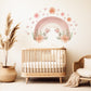 Pink Rainbow Wall Decals Nursery Wall Stickers Boho Floral Nursery Decor Baby Girl Room Decor Peel and Stick Wall Decals