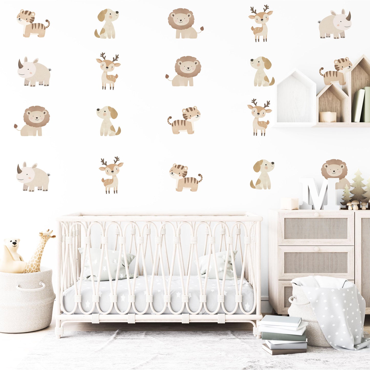 Safari Animal Wall Decals Nursery Wall Stickers Jungle Animal Decals Baby Safari Nursery Decor Peel and Stick Wall Stickers
