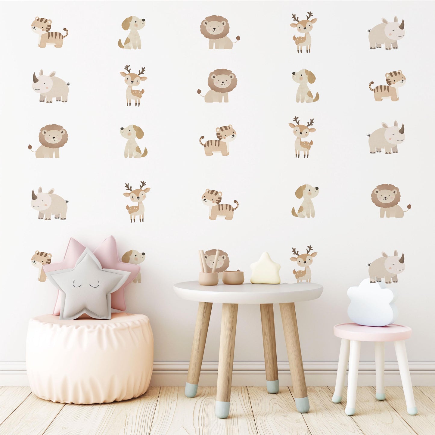 Safari Animal Wall Decals Nursery Wall Stickers Jungle Animal Decals Baby Safari Nursery Decor Peel and Stick Wall Stickers
