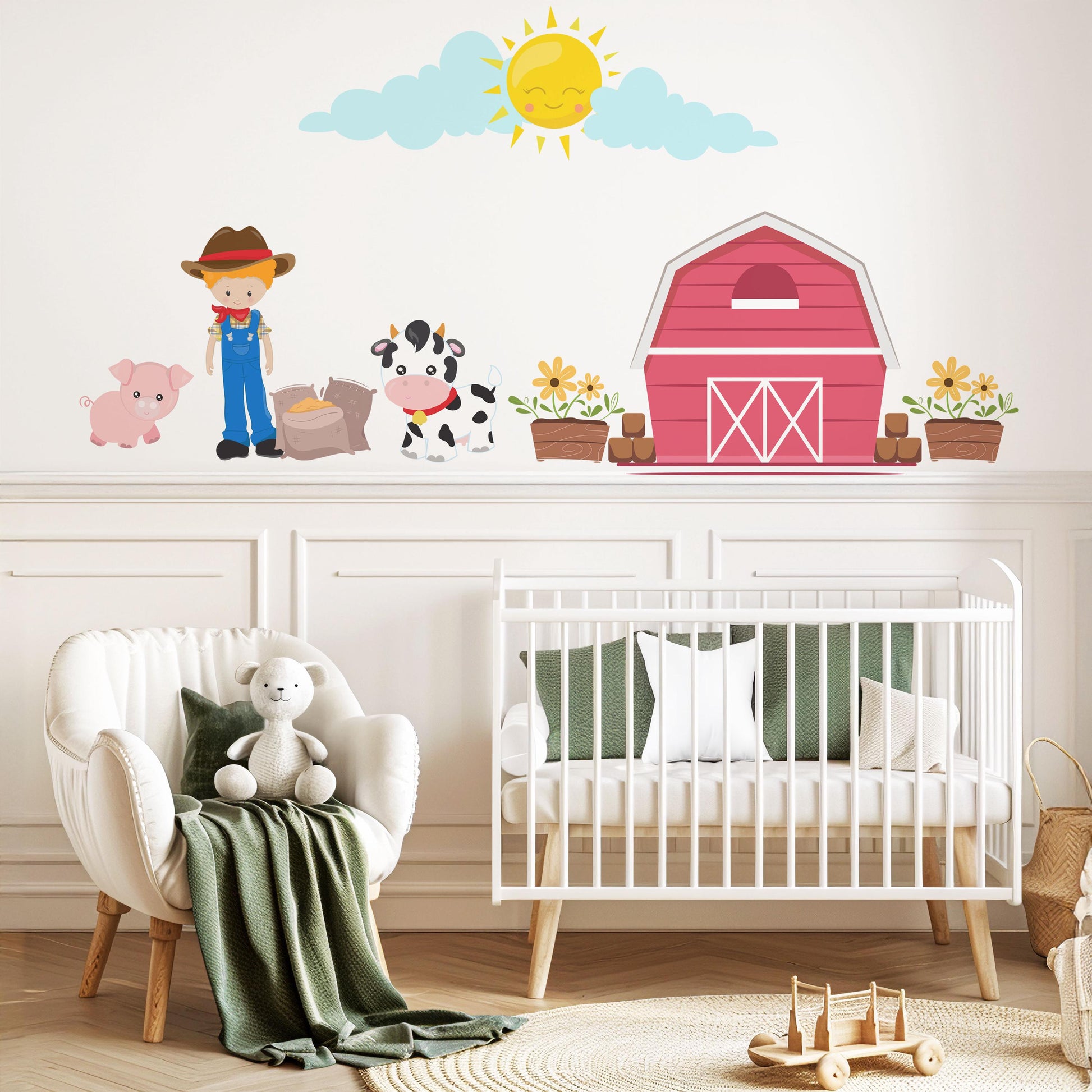 Farm Animal Wall Decals Nursery Wall Stickers Farmyard Animal Decals Barn Wall Decals Peel and Stick Nursery Decor Baby Room