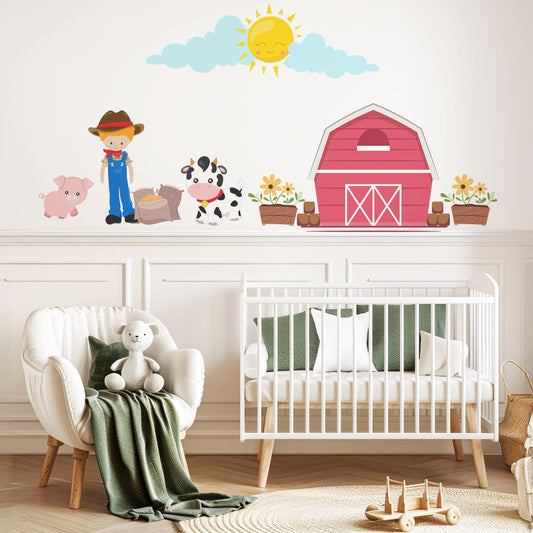 Farm Animal Wall Decals Nursery Wall Stickers Farmyard Animal Decals Barn Wall Decals Peel and Stick Nursery Decor Baby Room