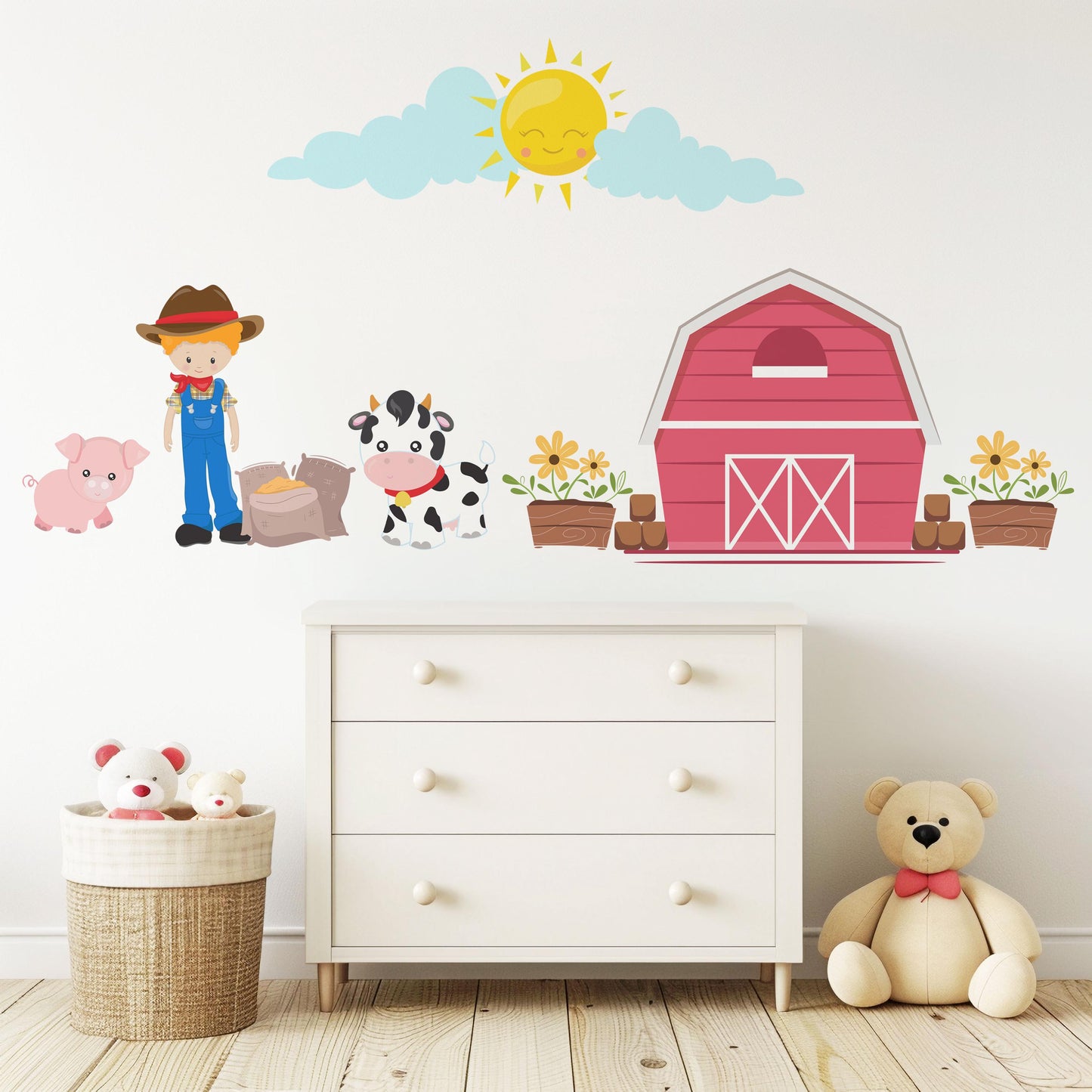 Farm Animal Wall Decals Nursery Wall Stickers Farmyard Animal Decals Barn Wall Decals Peel and Stick Nursery Decor Baby Room