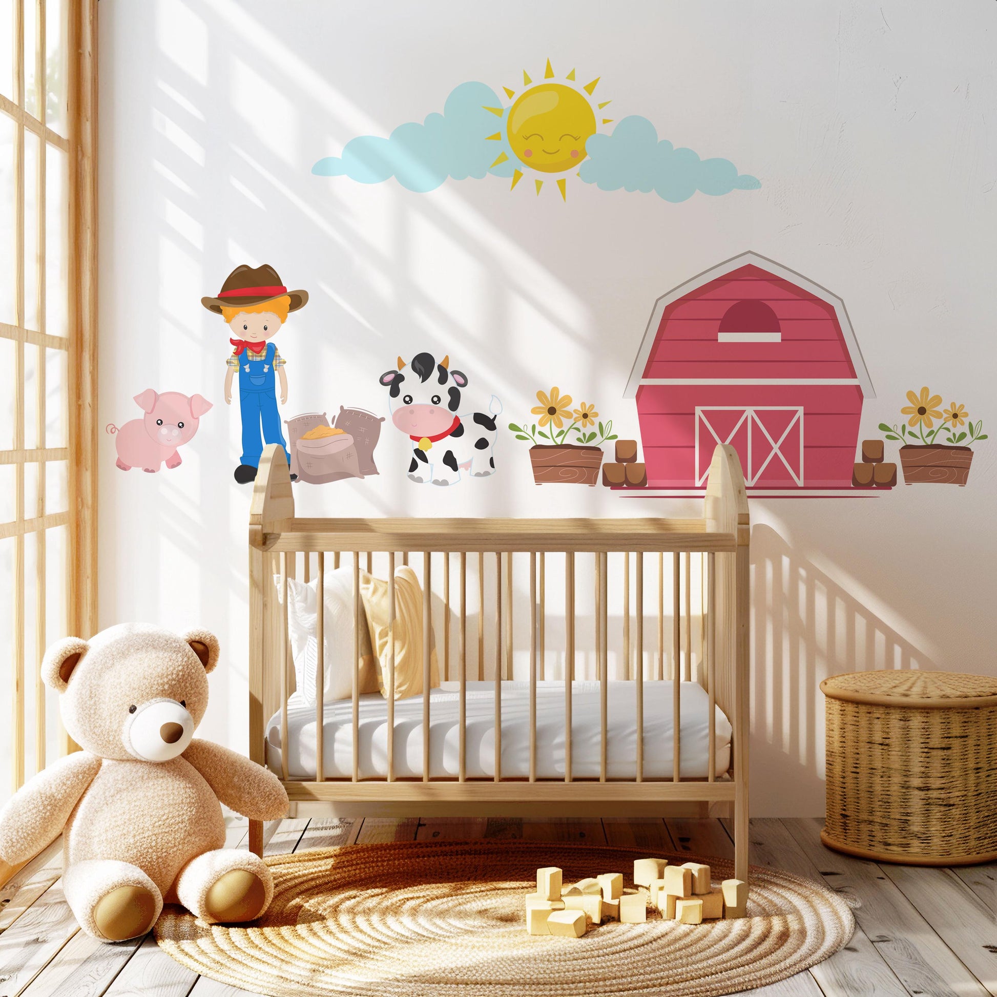 Farm Animal Wall Decals Nursery Wall Stickers Farmyard Animal Decals Barn Wall Decals Peel and Stick Nursery Decor Baby Room