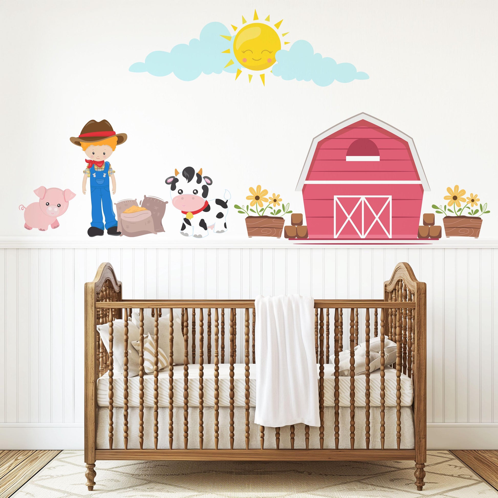 Farm Animal Wall Decals Nursery Wall Stickers Farmyard Animal Decals Barn Wall Decals Peel and Stick Nursery Decor Baby Room