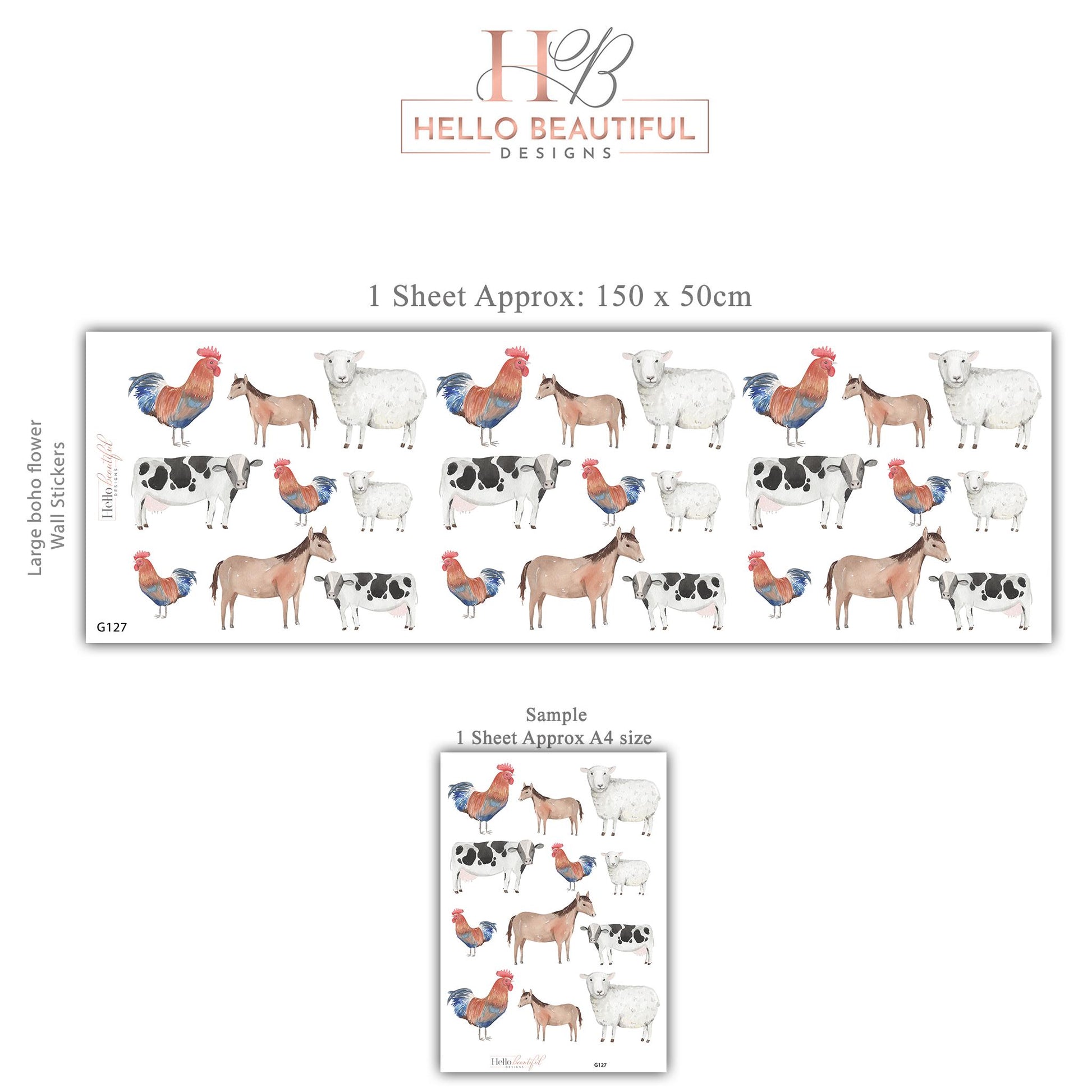 Farm Animal Wall Decals Nursery Wall Stickers Farmyard Animals Peel and Stick Wall Decals Cow Pig Horse Sheep Nursery Decor