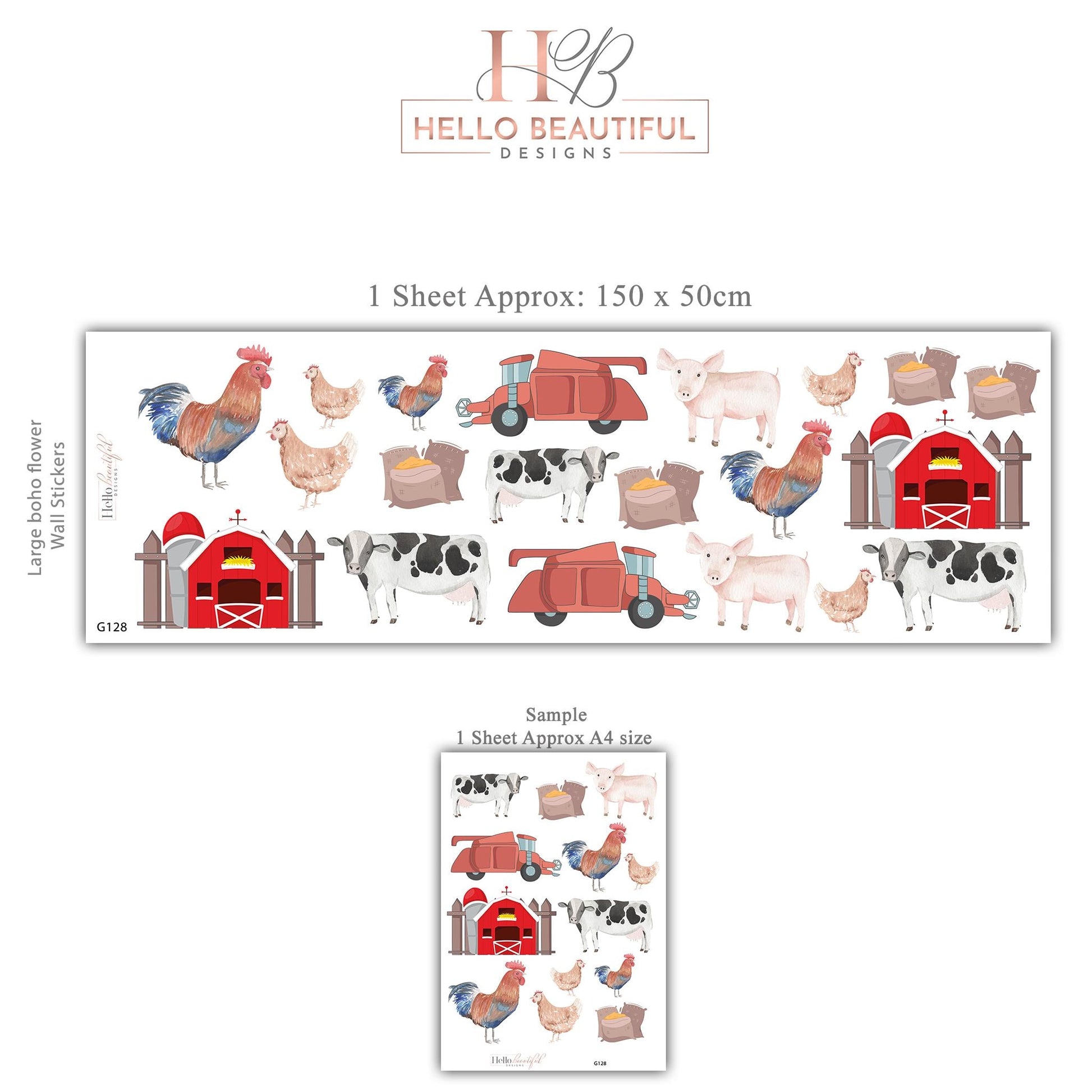 Farm Animal Wall Decals Farm Nursery Wall Stickers Barn Tractor Cow Pig Chicken Peel and Stick Nursery Decor Baby Room
