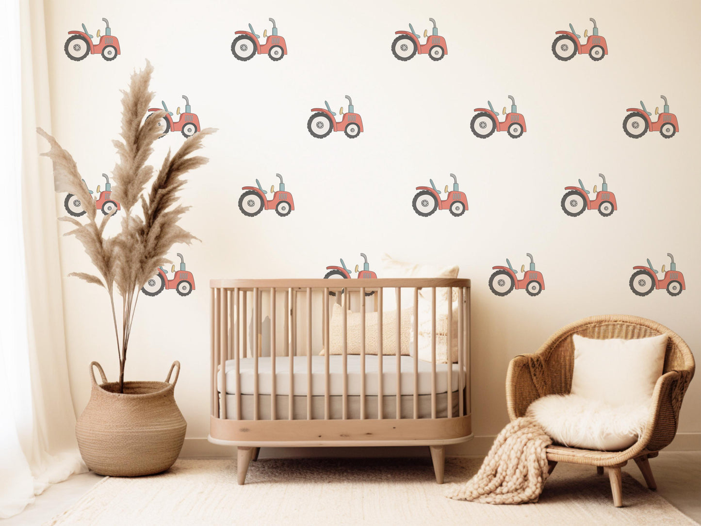 Tractor Wall Decals Tractor Nursery Wall Stickers Farm Vehicle Decals Peel and Stick Baby Boy Bedroom Farm Nursery Decor