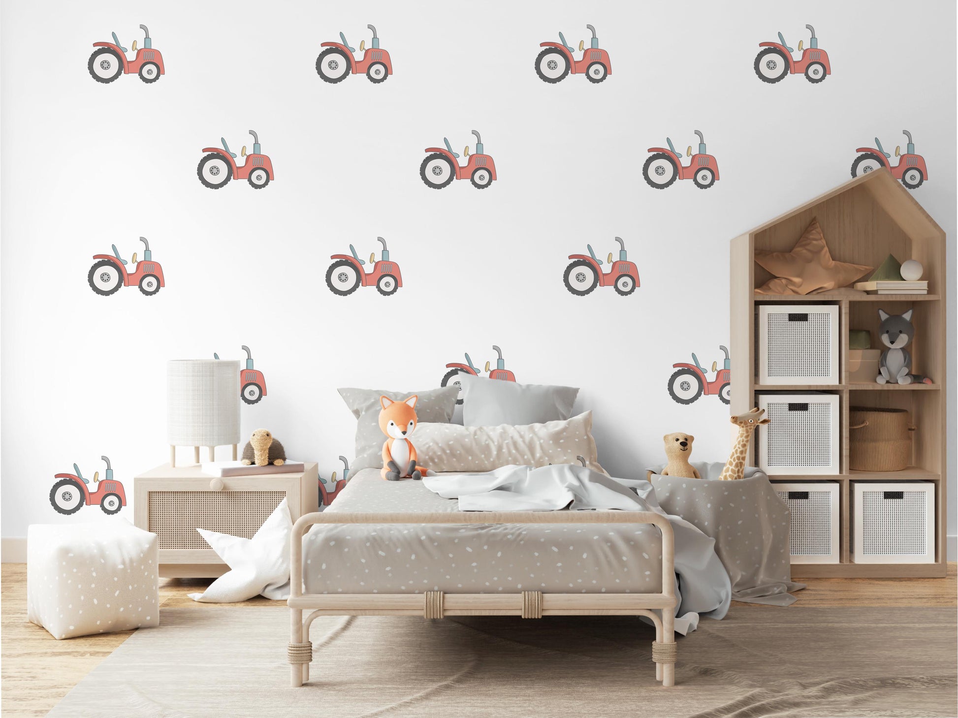 Tractor Wall Decals Tractor Nursery Wall Stickers Farm Vehicle Decals Peel and Stick Baby Boy Bedroom Farm Nursery Decor