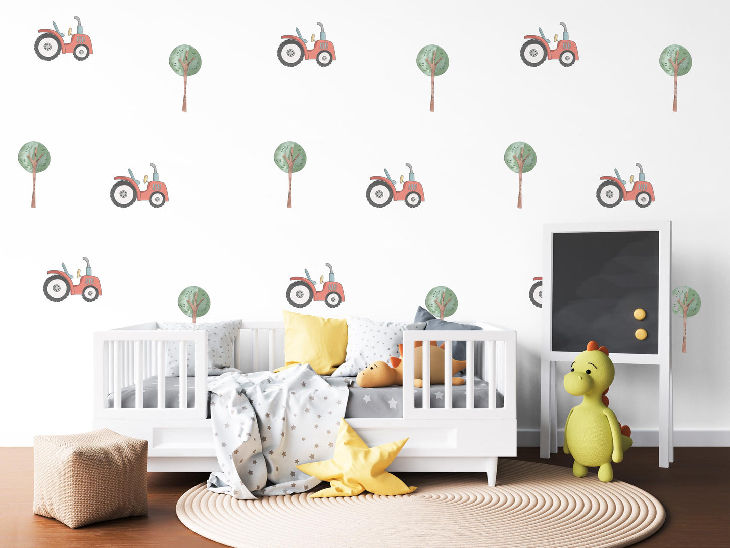 Tractor and Tree Wall Decals Farm Nursery Wall Stickers Peel and Stick Tractor Nursery Baby Boy Bedroom Farm Decor