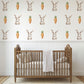 Bunny Wall Stickers, Watercolor Rabbit & Carrot Nursery Decor, Neutral Kids Room Wall Decals, Peel and Stick Baby Room Wall Art