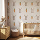 Bunny Wall Stickers, Watercolor Rabbit & Carrot Nursery Decor, Neutral Kids Room Wall Decals, Peel and Stick Baby Room Wall Art