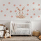 Pink Bunny Wall Stickers, Watercolor Floral Nursery Decor, Baby Girl Bedroom Wall Decals, Peel and Stick Bunny Flower Wall Art