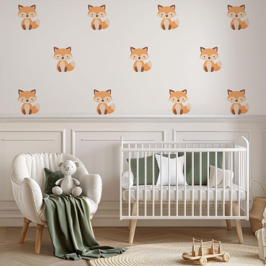 Fox Wall Stickers, Woodland Nursery Decor, Neutral Kids Room Wall Decals, Peel and Stick Baby Boy Nursery Wall Art