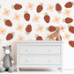 Strawberry Wall Decals Nursery Peel and Stick Wall Stickers Boho Strawberry Flowers Baby Girl Bedroom Playroom Wall Decor