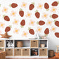 Strawberry Wall Decals Nursery Peel and Stick Wall Stickers Boho Strawberry Flowers Baby Girl Bedroom Playroom Wall Decor