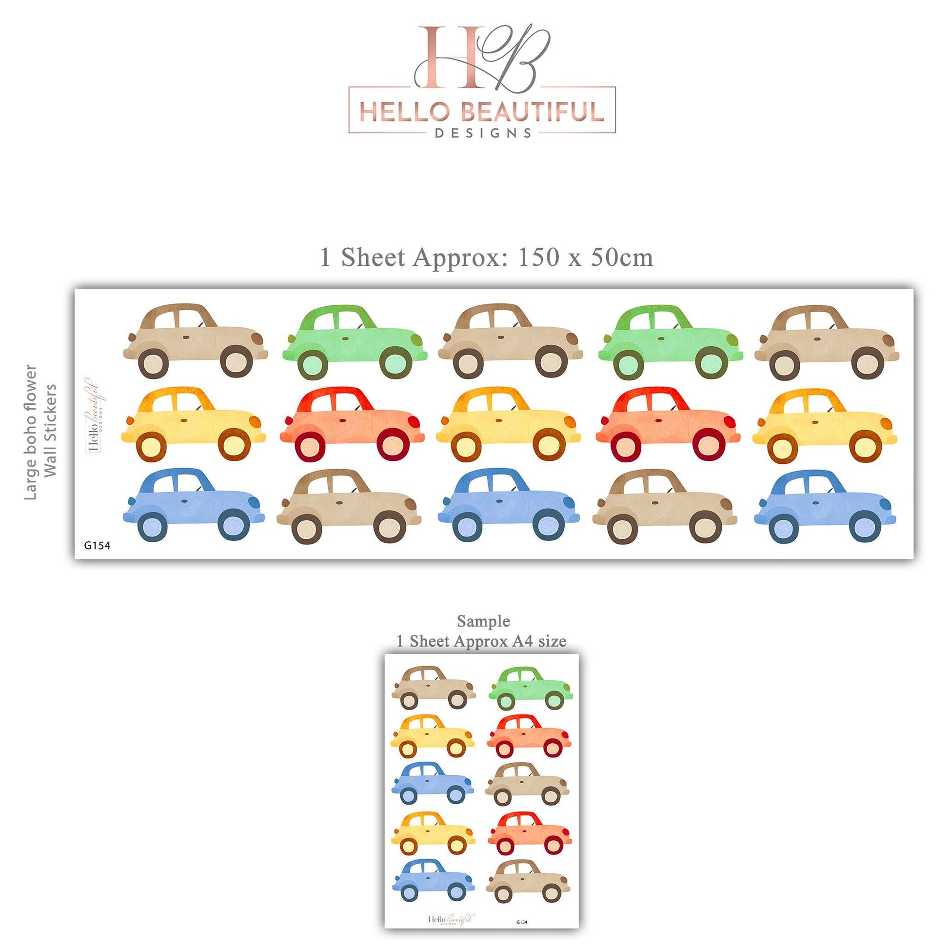 Car Wall Stickers, Vintage Car Nursery Decor, Baby Boy Bedroom Wall Decals, Peel and Stick Kids Room Wall Art