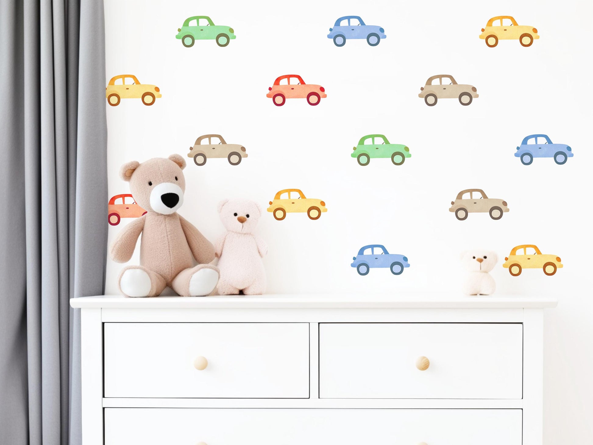 Car Wall Stickers, Vintage Car Nursery Decor, Baby Boy Bedroom Wall Decals, Peel and Stick Kids Room Wall Art
